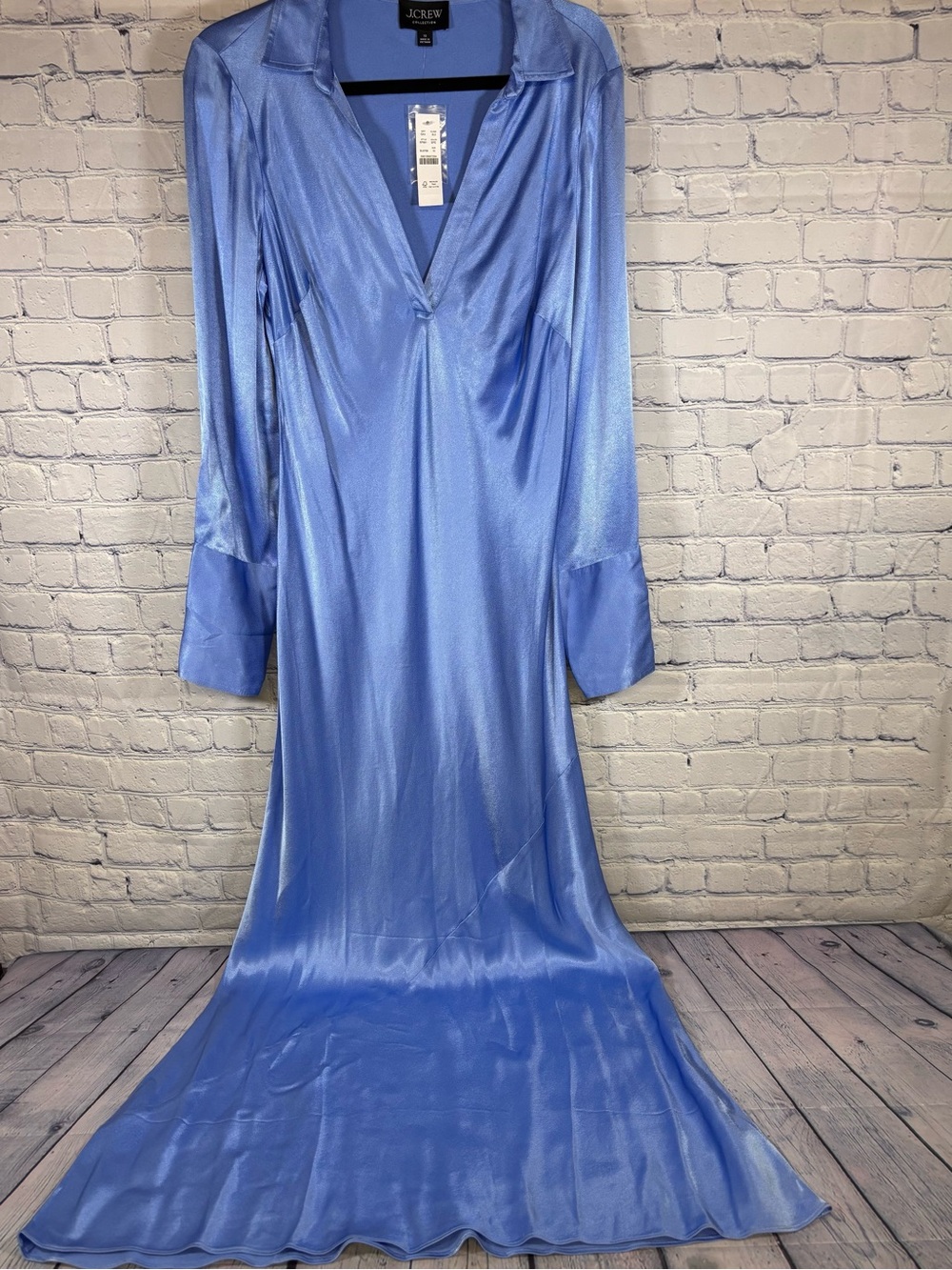 NWT J.Crew Collection Limited Edition Collared Maxi Collared Blue Slip Dress 10